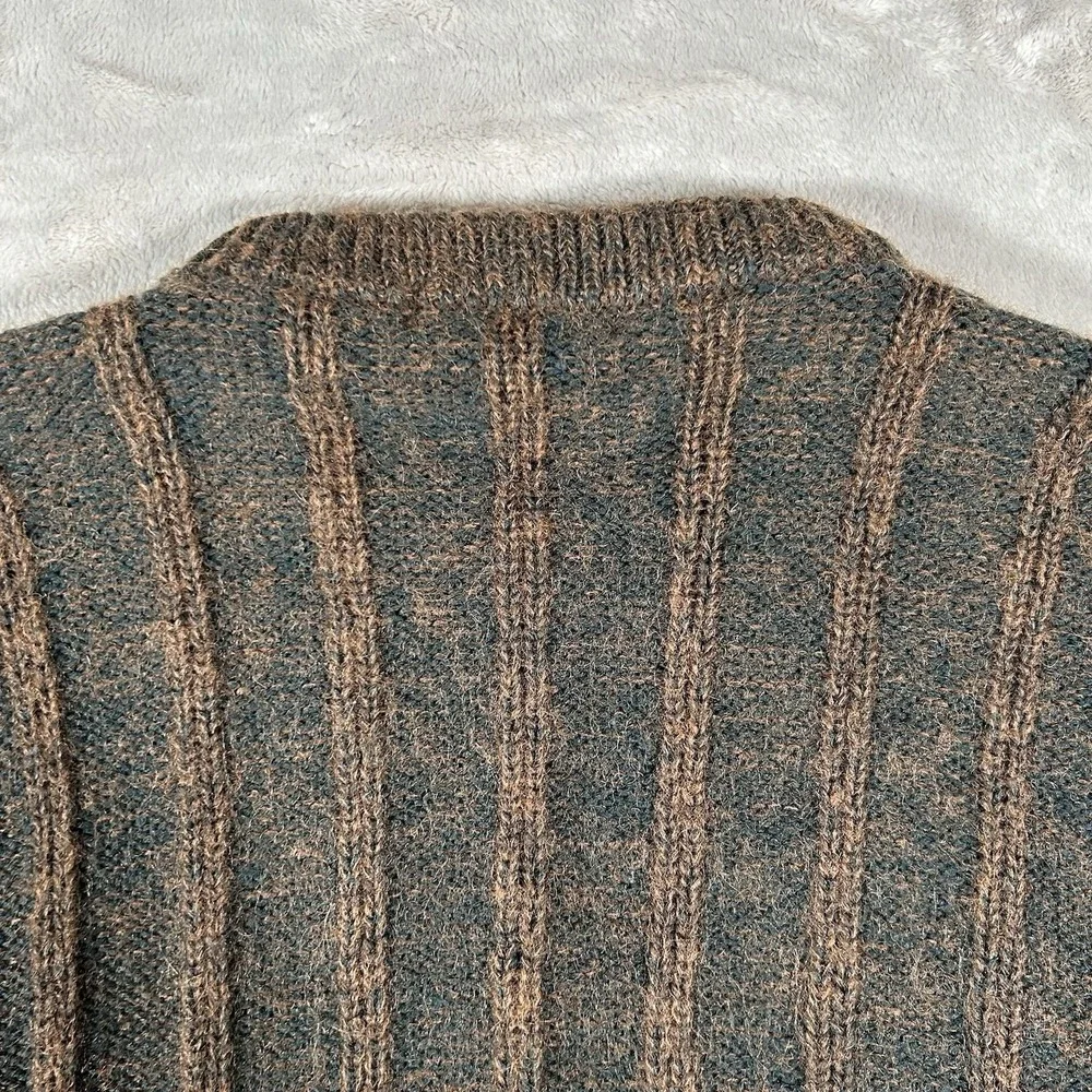 VTG Jordache Cable Knit Sweater Mens M Brown Mohair Wool Coogi-Style 3D Textured - Picture 10 of 15